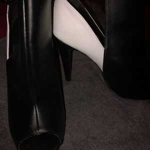 Black and White Peep Toe Bootie